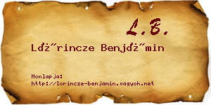 Lőrincze Benjámin névjegykártya
